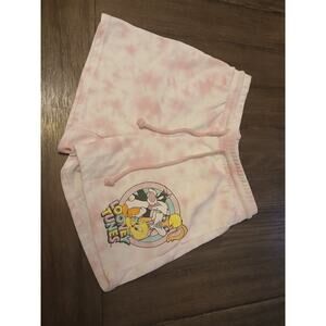 Looney Tunes Pink Tie Dye Graphic Pull On Sweat Shorts Size Medium